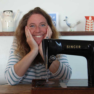 Poppy Treffry with her singer sewing machine