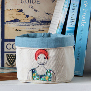 bather embroidered mini art pot