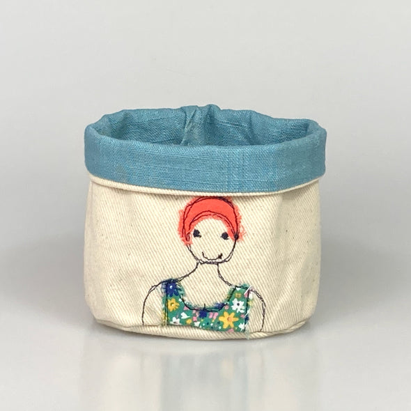 bather embroidered mini art pot