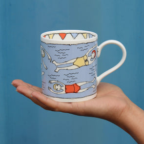 bathers bone china mug