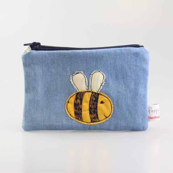 bee embroidered medium coin purse