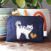 cat embroidered medium coin purse