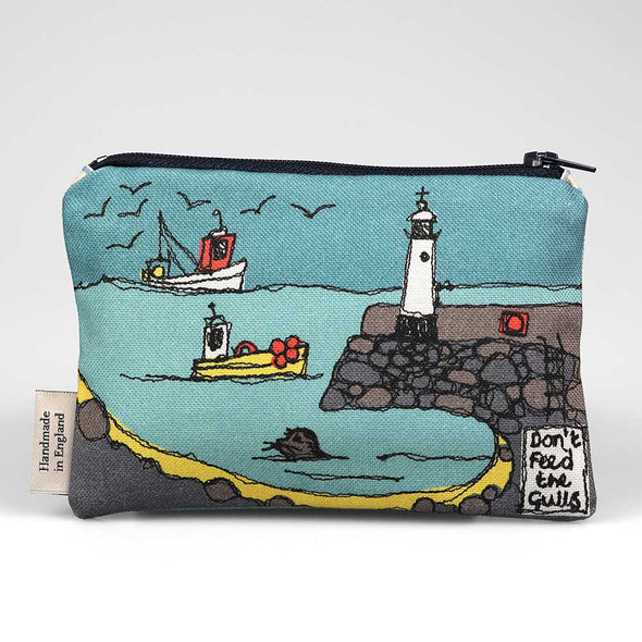 seagull and harbour picture print medium coin purse