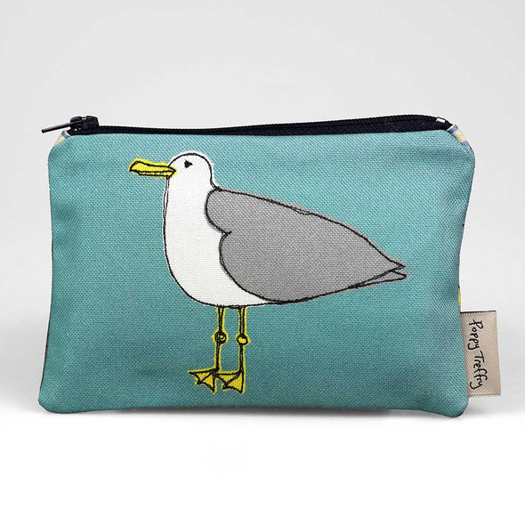 seagull and harbour picture print medium coin purse