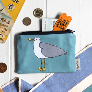 seagull and harbour picture print medium coin purse