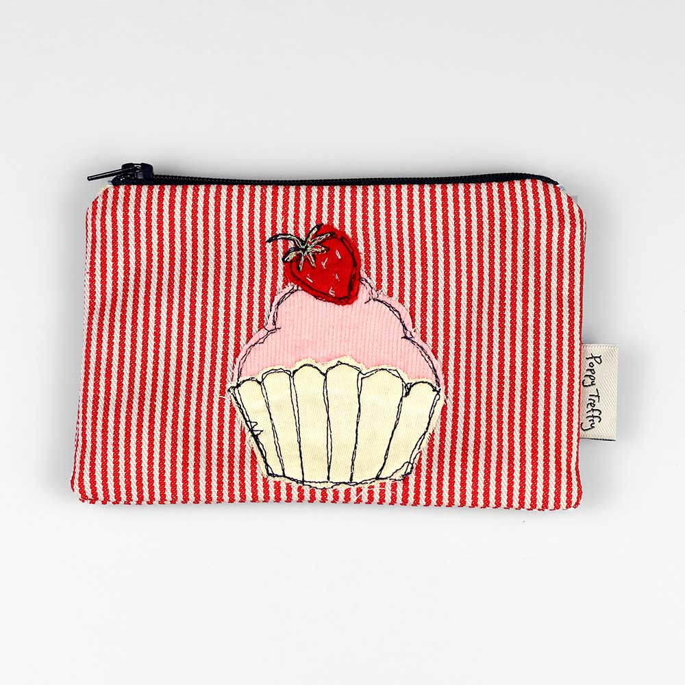 cute cupcake - embroidered medium coin purse