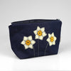 daffodils - embroidered make up bag