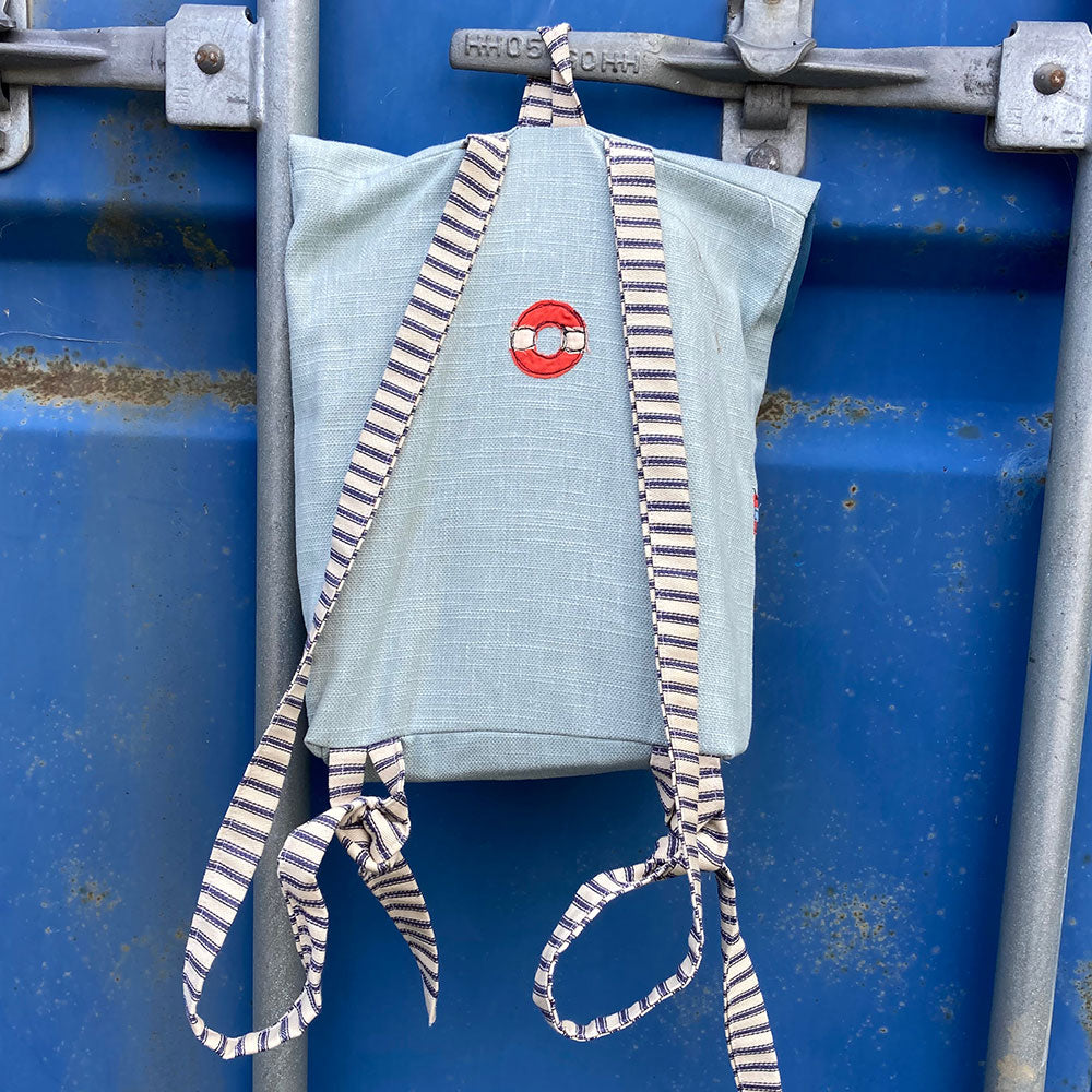 back to the beach backpack - freehand embroidery project