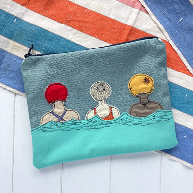 Sew Swimmy Pouch - freehand embroidery project