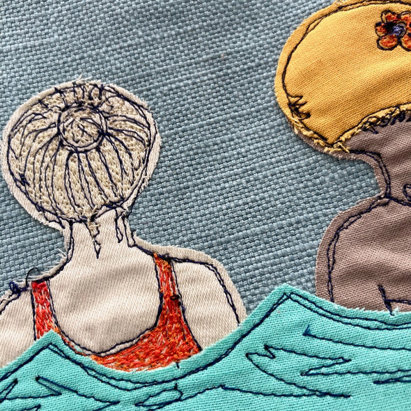 Sew swimmy embroidered waterproof lined zip bag