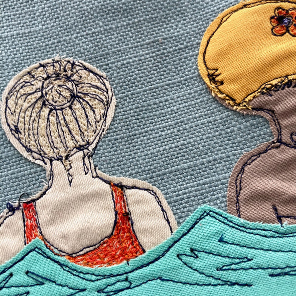 Sew Swimmy Pouch - freehand embroidery project