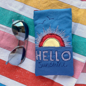 Hello Sunshine Glasses Case - freehand embroidery project