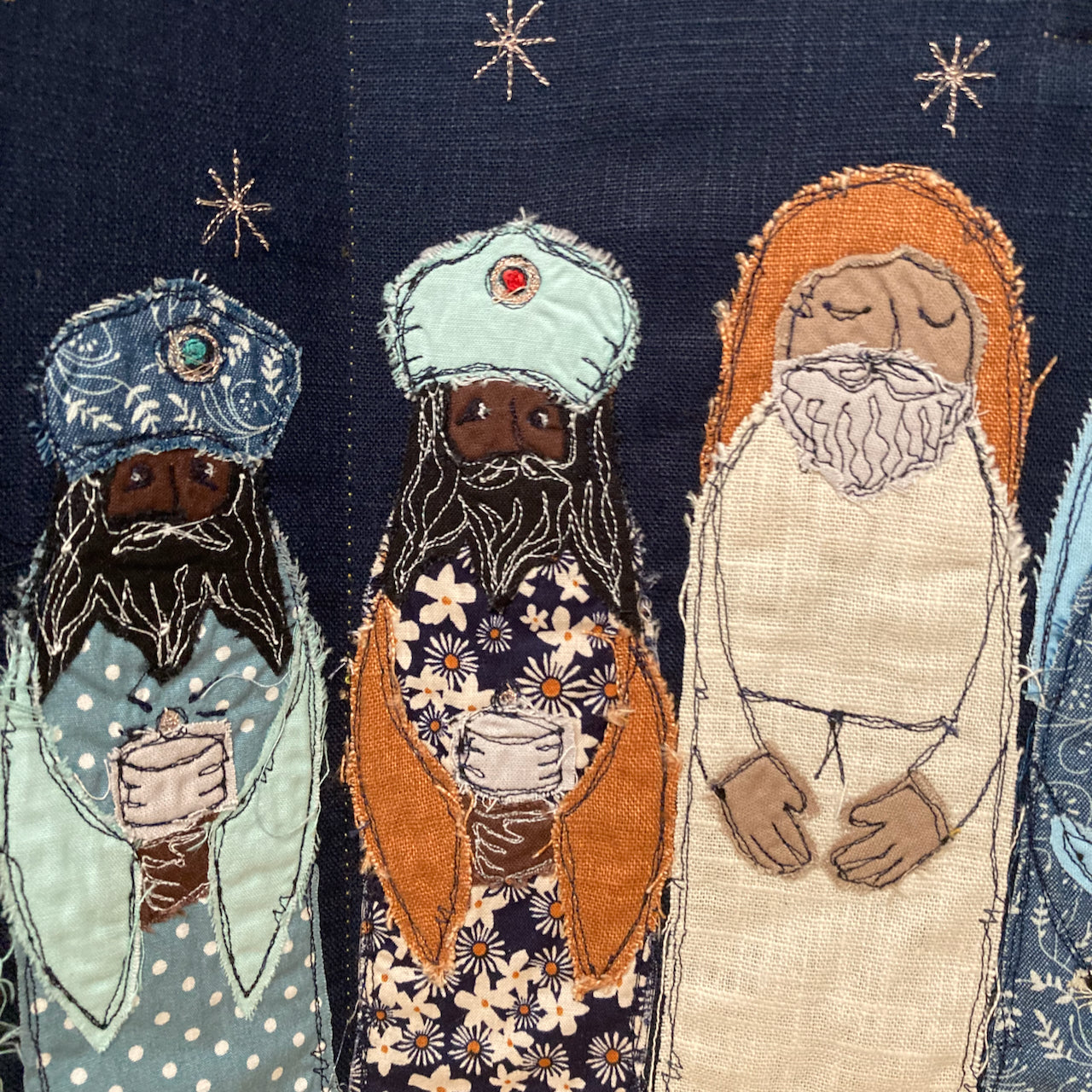 Follow the star nativity mini screen - freehand embroidery project