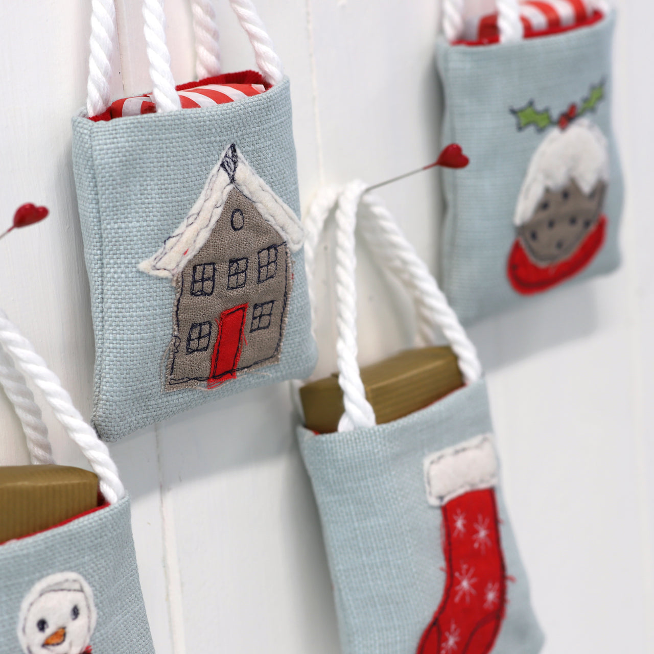 tiny tree bags - freehand embroidery project