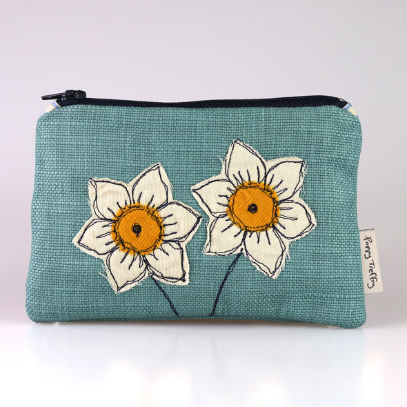 daffodils embroidered coin purse