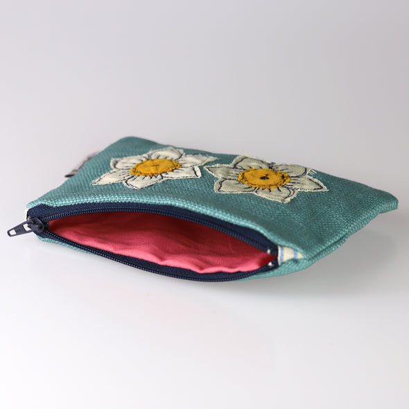 daffodils embroidered coin purse