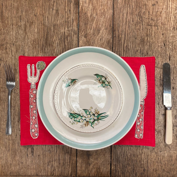 Pretty festive placemats - freehand embroidery project