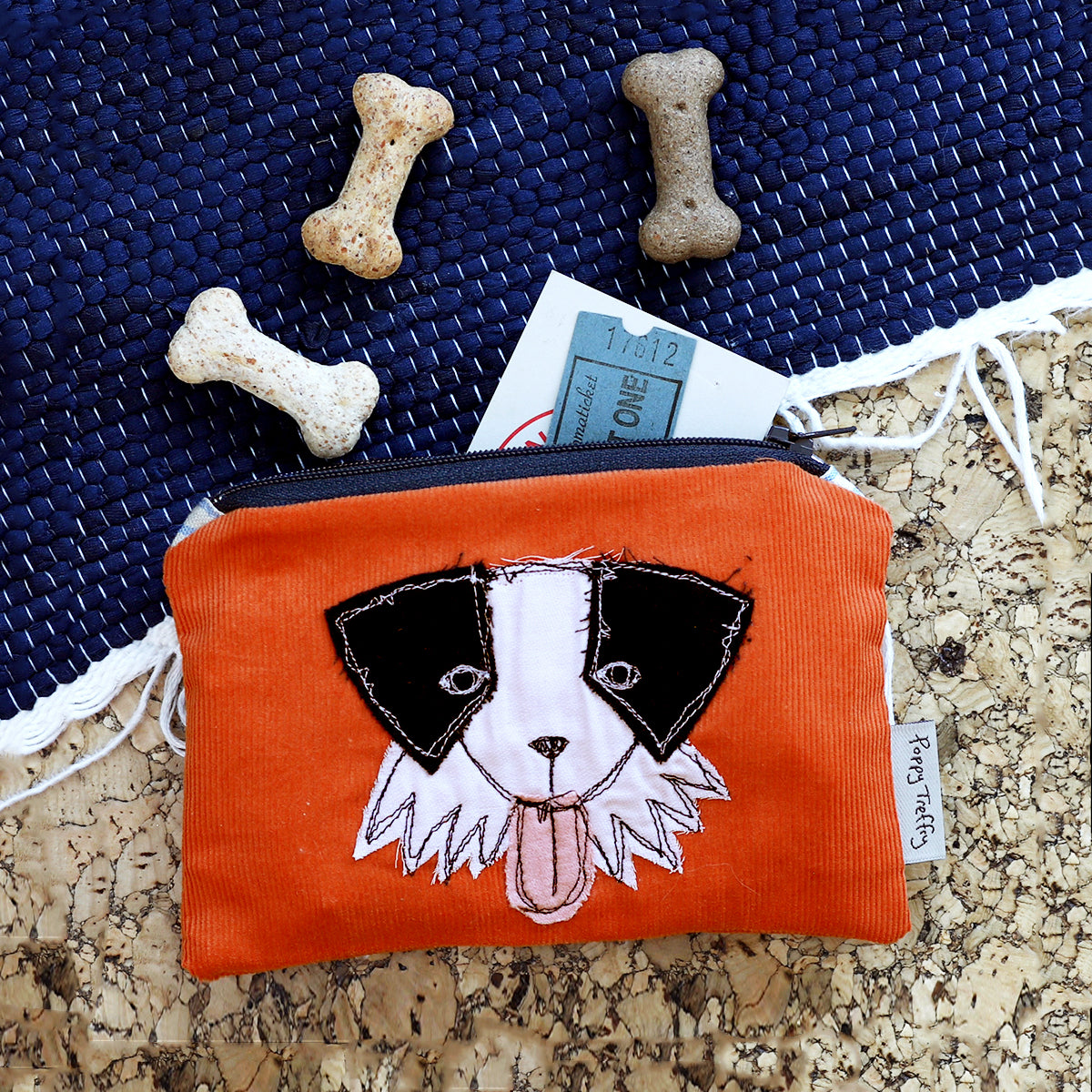 Roscoe the dog embroidered coin purse