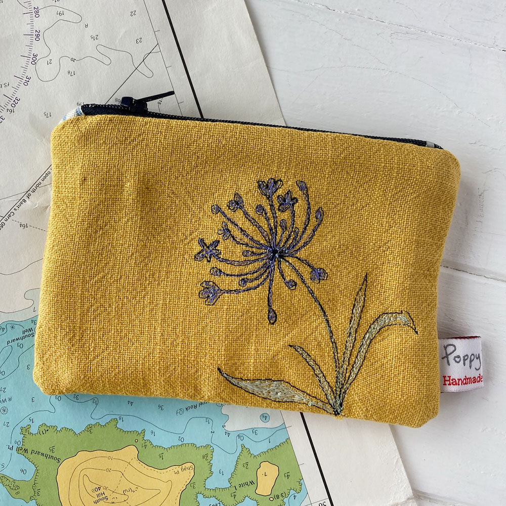 Agapanthus embroidered medium coin purse