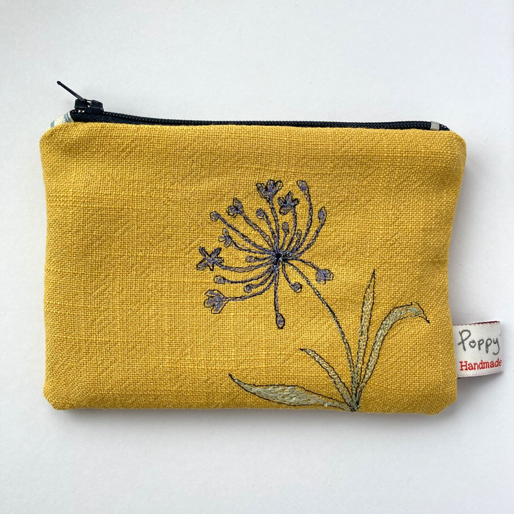 Agapanthus embroidered medium coin purse