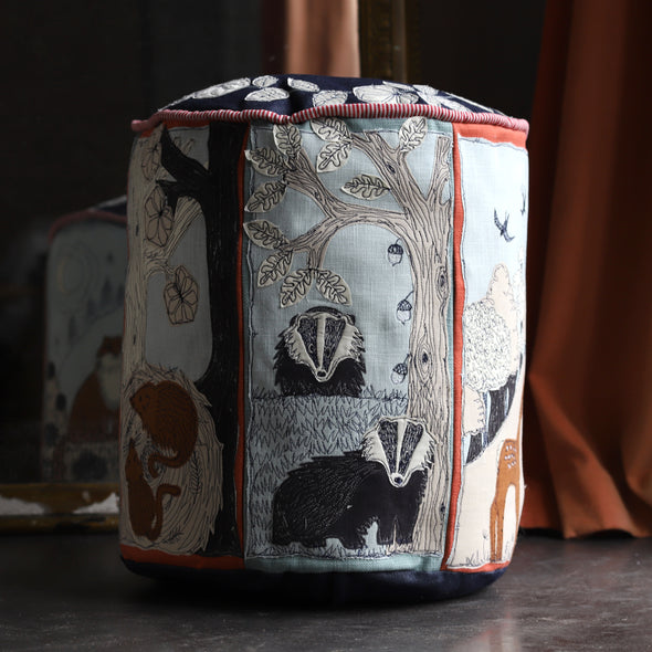 Forest Friends Foot Stool - freehand embroidery project