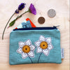 daffodils embroidered coin purse