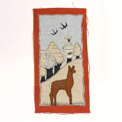 Deer embroidered panel