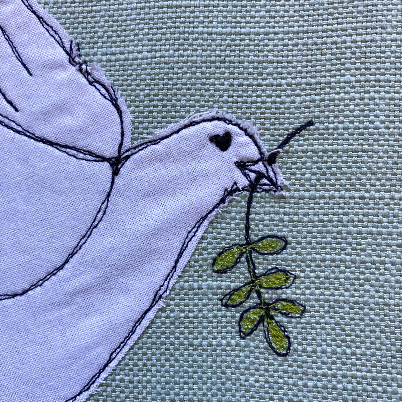Peace dove hoop picture - freehand embroidery project
