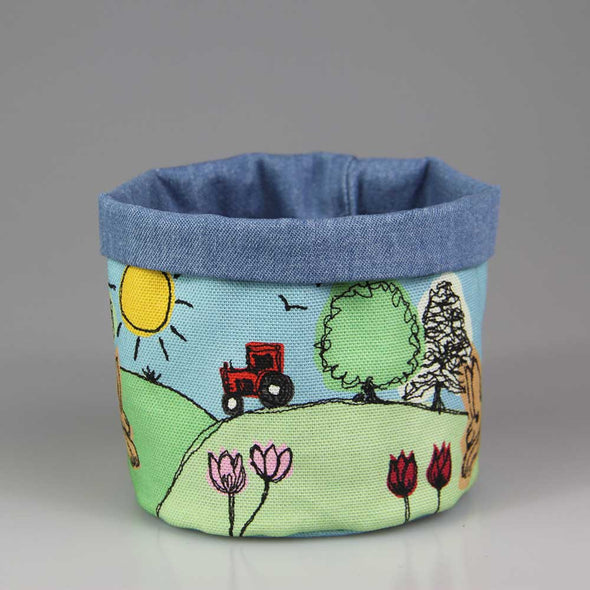 Easter storage pot with egg cosy and bunny dingly dangly decoration