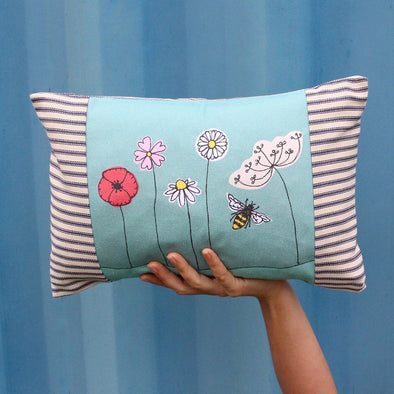 Flower panelled cushion