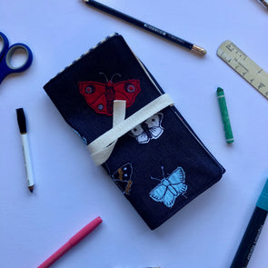 Butterfly embroidered pencil/brush roll