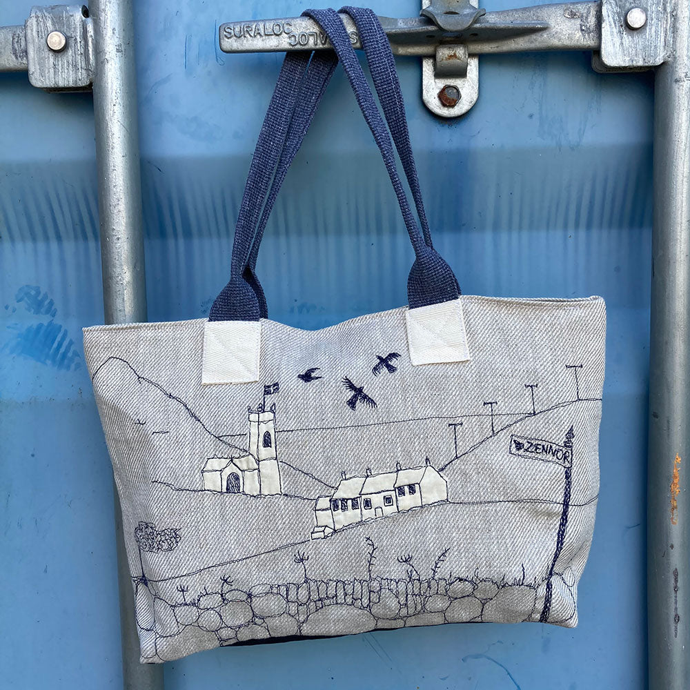 Zennor Zip Tote - freehand embroidery project