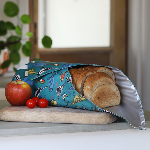 garden birds organic canvas bread wrap