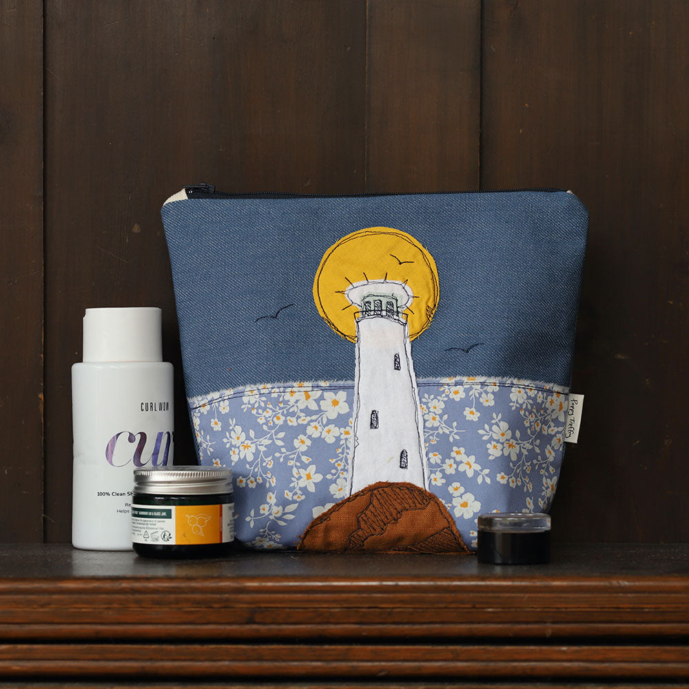 tall lighthouse - embroidered wash bag