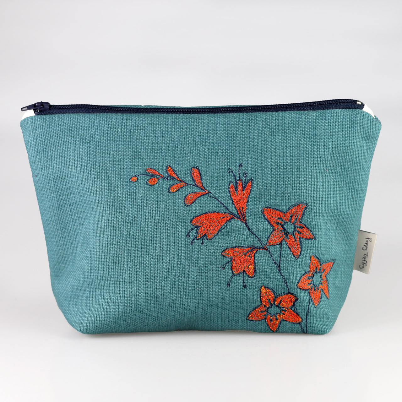 montbretia - embroidered make up bag