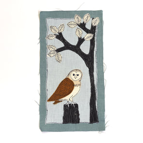 Owl embroidered panel