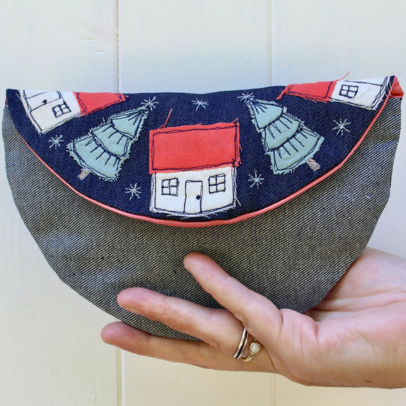 Round the Houses Purse - freehand embroidery project