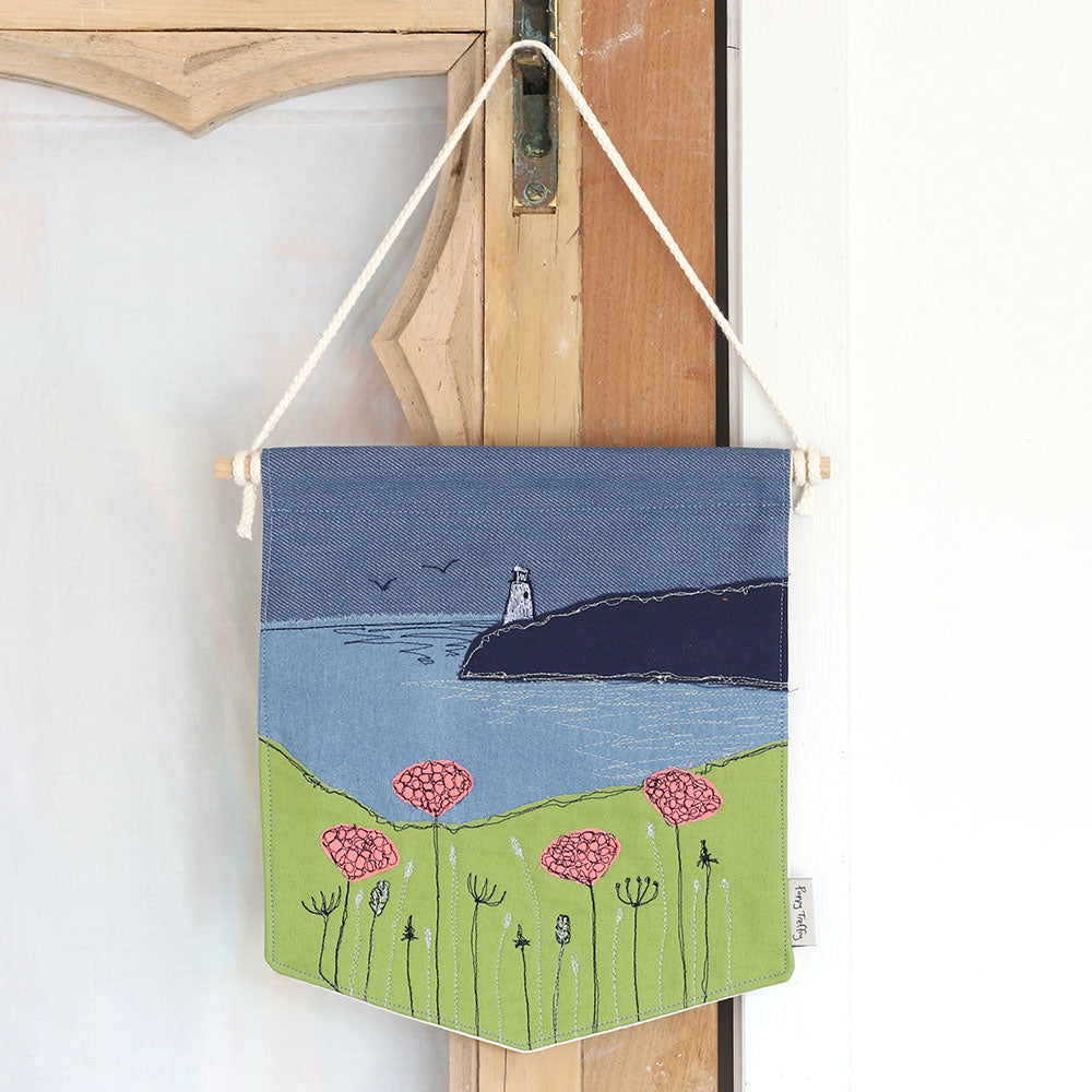 'Sea pinks' embroidered Wall Hanging
