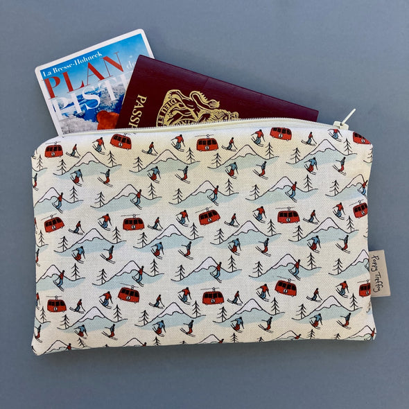 snowy mountains travel pouch