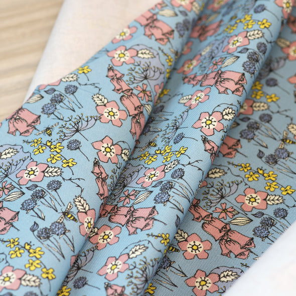 Wild flower cotton canvas fabric - designed by Poppy Treffry