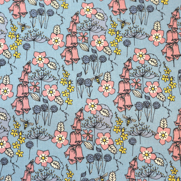 Wild flower cotton canvas fabric - designed by Poppy Treffry