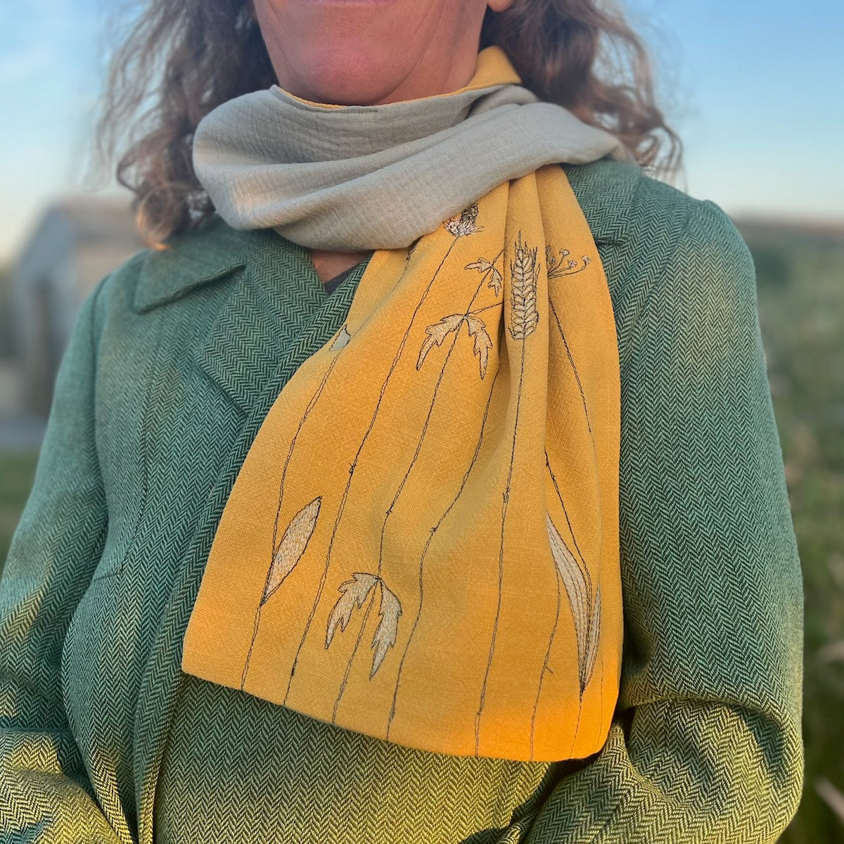 wild grasses scarf - freehand embroidery project