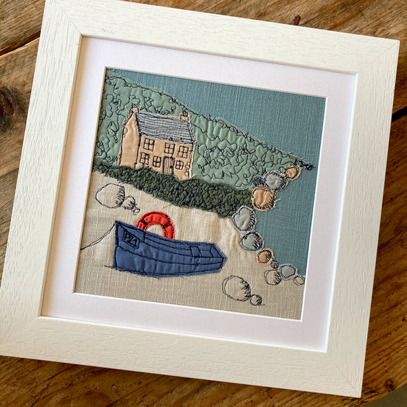 Cornish cottages picture - freehand embroidery project