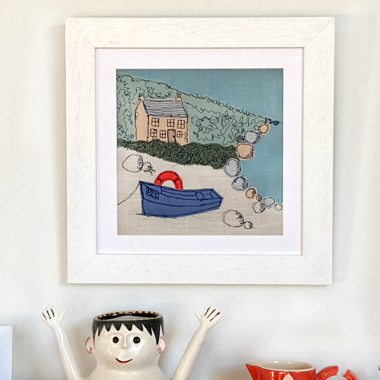 Cornish cottages picture - freehand embroidery project