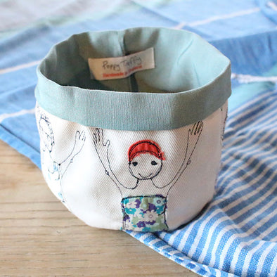 bathers embroidered art pot