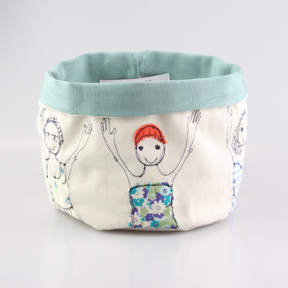 bathers embroidered art pot