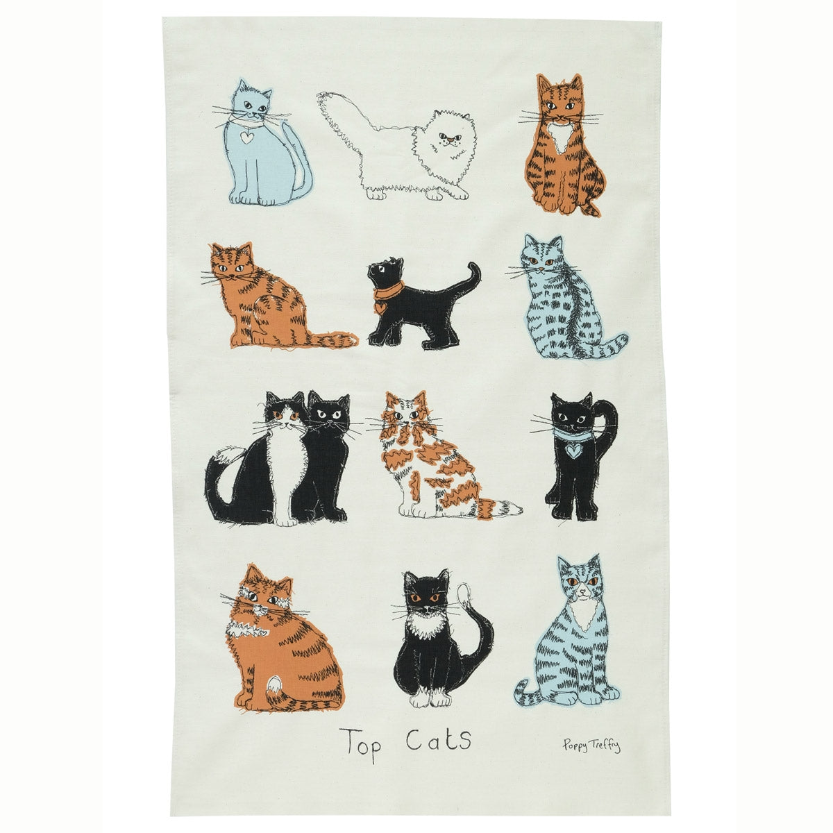 Multicolored Country Club Pack Of 3 Cotton Tea Towels - Home Is Where The Cat Is, Machine Washable Kitchen Decor, Great For Christmas