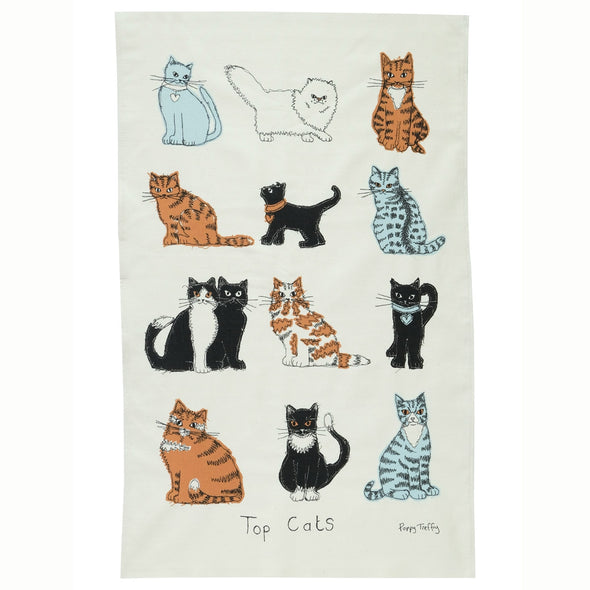 top cats tea towel, kitty, kitten, moggies