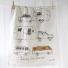 folded pegged tea towel with campervan