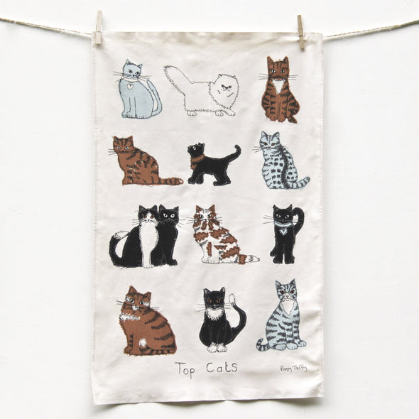 hanging cat tea towel, home styling inspiration